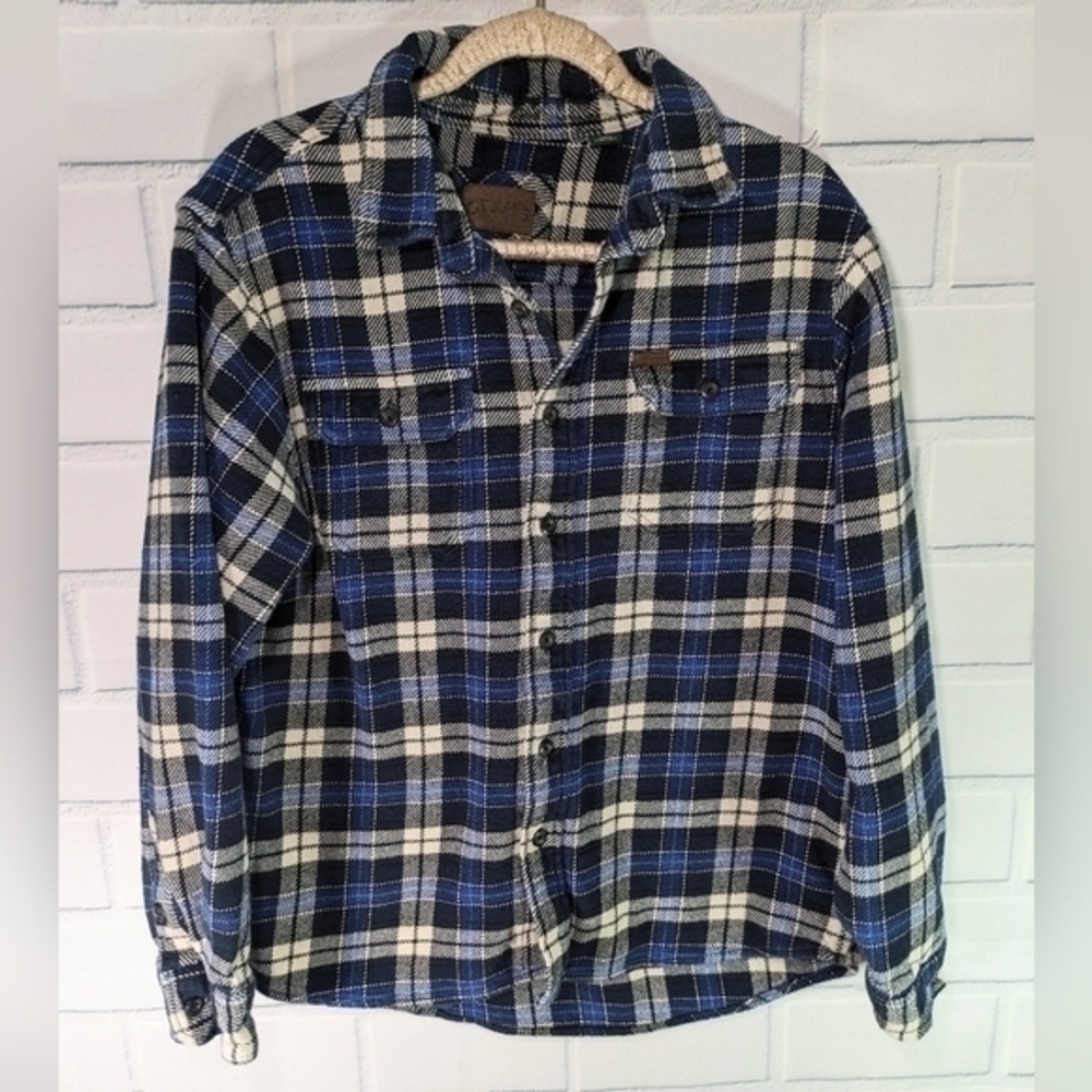 Orvis Heavyweight Blue Plaid Flannel Shirt/Shacket